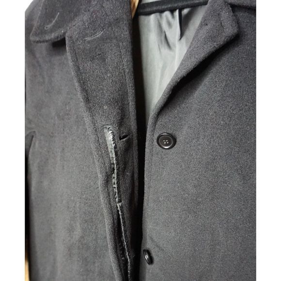 Max Mara Single Breasted Concealed‎ Buttons Long Black Wool Coat US 12 Women's - Picture 7 of 12